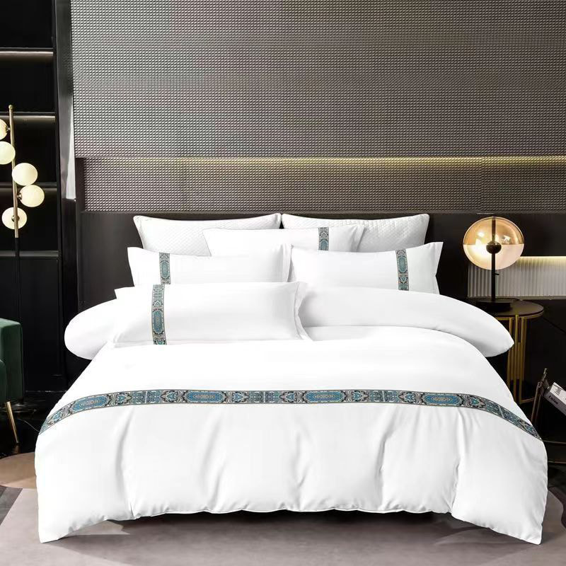 Foglio da letto in poliottonico di lino di ricamo hotel in hotel