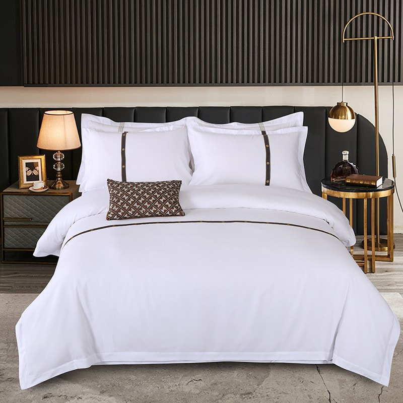 Solido tela da letto di cotone in lino hotel puro