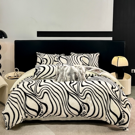 Set di biancheria da letto in velluto di latte stampato eleganza peluche