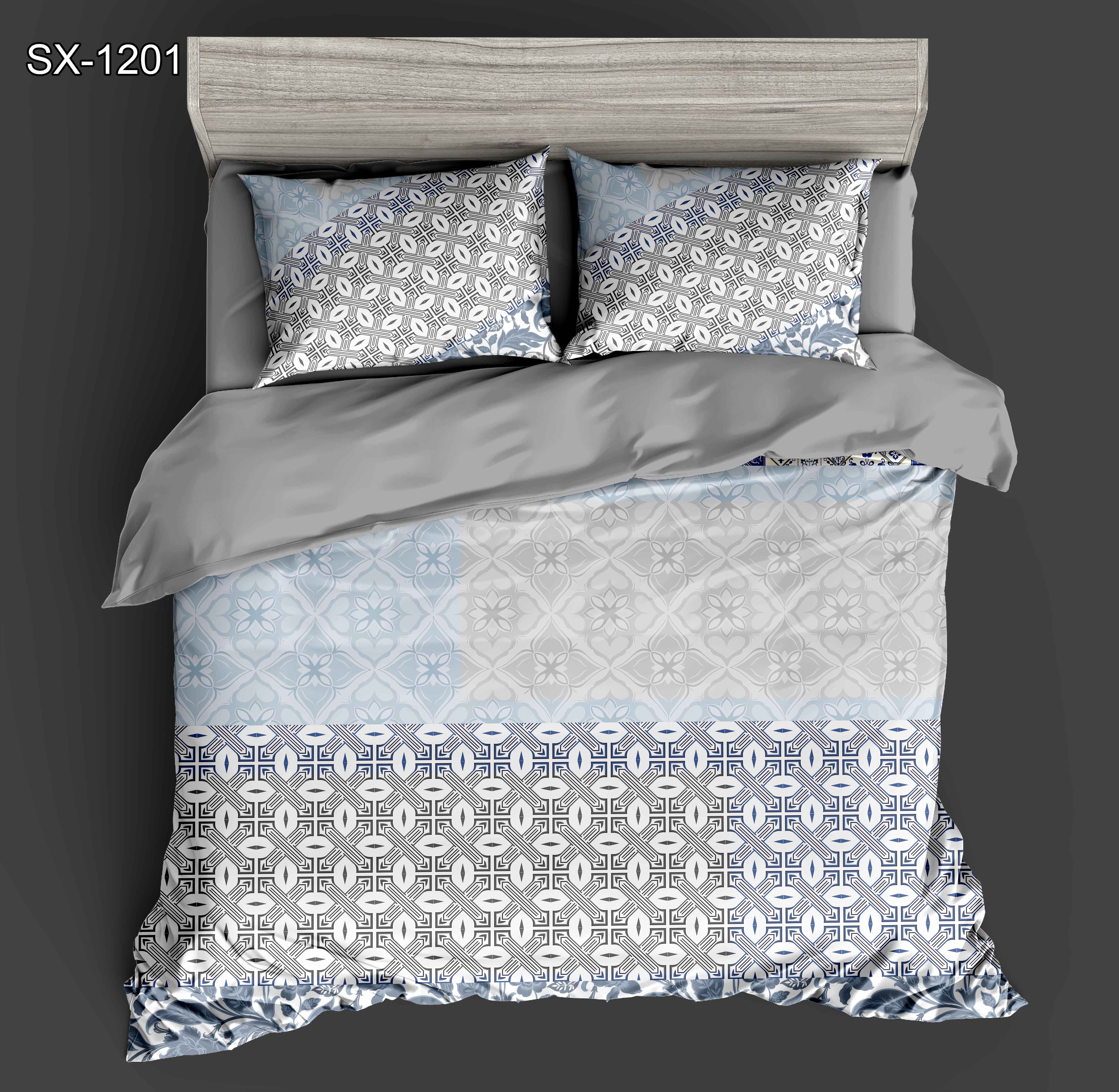 Foglio da letto stampato digitale 5D set con design del motivo geometrico