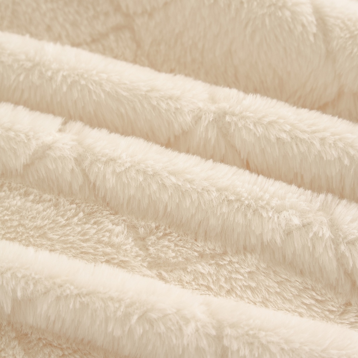 Set piumino in finta pelliccia di coniglio a quadretti e velluto di latte - Set di biancheria da letto in morbido jacquard da 3 pezzi